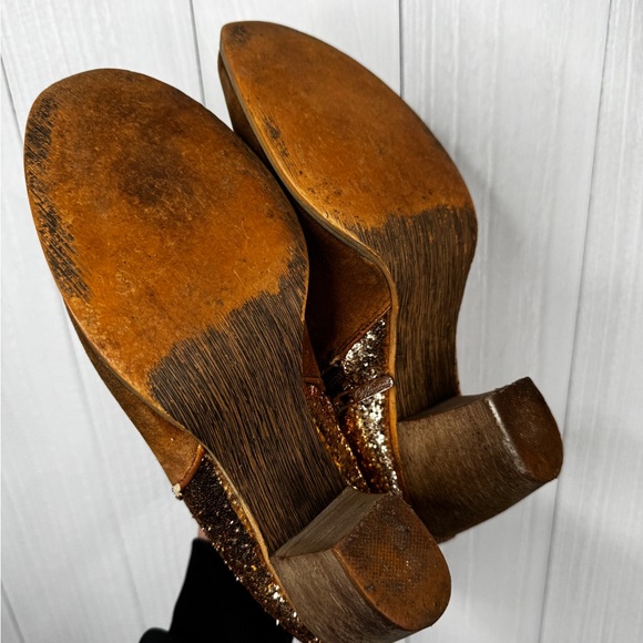 Brown and Gold Ankle Boots - Picture 9 of 9